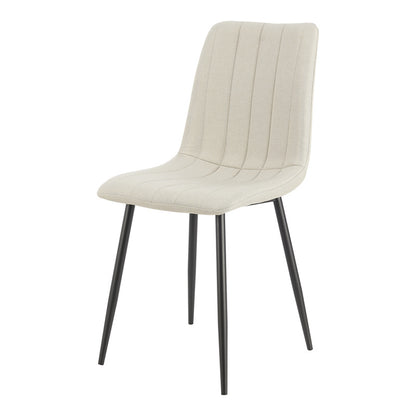 Eetkamerstoel – Stoel – Zitstoel – Keukenstoel – Dining Chair – Set Van 4 – Lichtbeige Polyester Bekleding – Stalen Frame Poedercoating