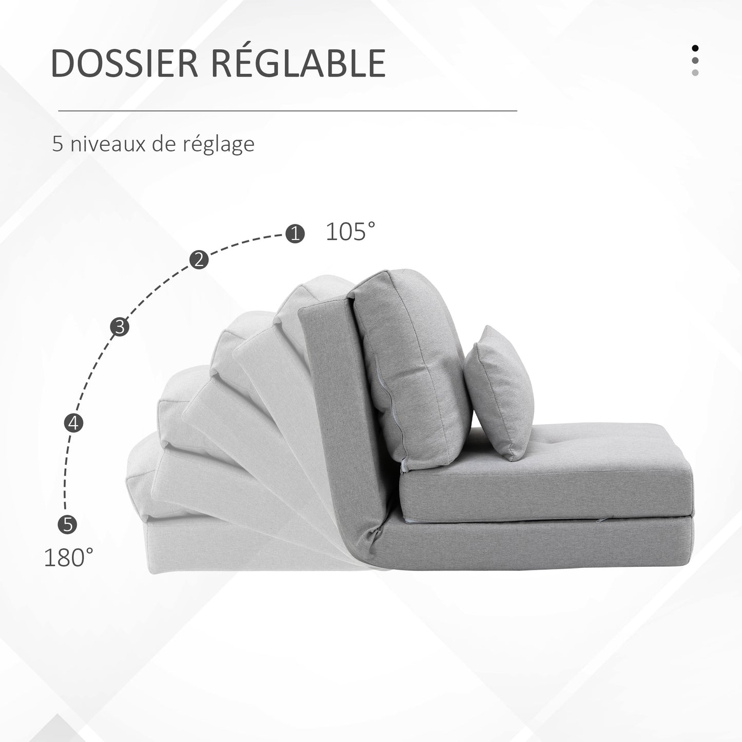 Zitzak – Zitzakstoel – Fauteuil – Loungestoel – Slaapstoel – Verstelbare Rugleuning 105°-180° – Ademend Linnen Met Kussen – Lichtgrijs