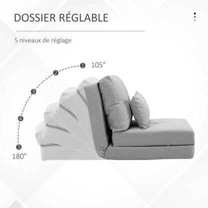 Zitzak – Zitzakstoel – Fauteuil – Loungestoel – Slaapstoel – Verstelbare Rugleuning 105°-180° – Ademend Linnen Met Kussen – Lichtgrijs