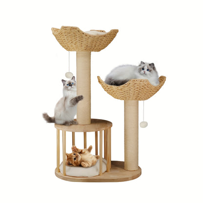 Krabpaal – Kattenboom – Krabmeubel – Kattenhuis – Krabton – 99 cm Hoog – Natuurlijk Hout en Sisal