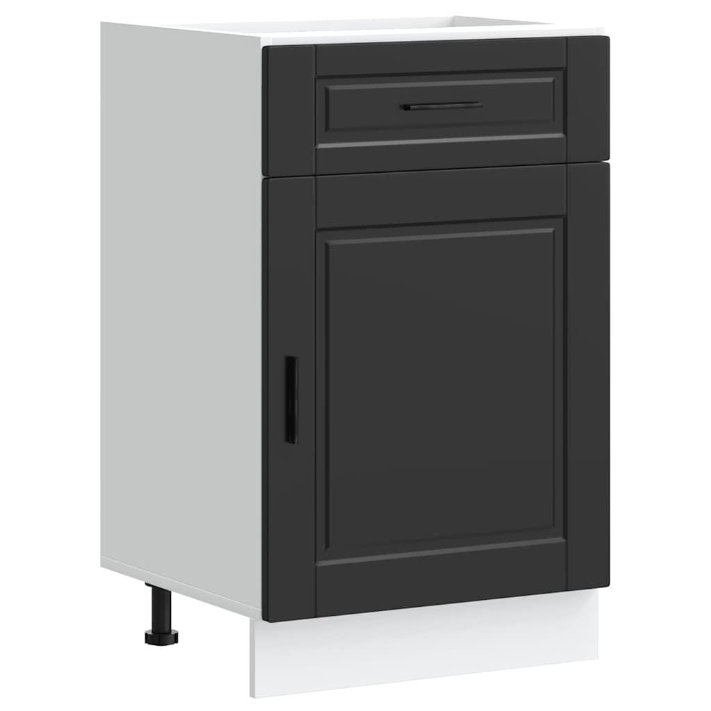 Keukenonderkast – Keukenkast – Opbergkast – Onderkast – Basis Meubel – Zwart Houten Fineer – Compact 50x46x81,5 cm – Verstelbare Pootjes & 65 kg Draagkracht