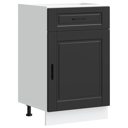 Keukenonderkast – Keukenkast – Opbergkast – Onderkast – Basis Meubel – Zwart Houten Fineer – Compact 50x46x81,5 cm – Verstelbare Pootjes & 65 kg Draagkracht