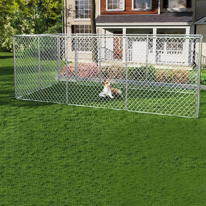 Buitenkennel Grote Honden – Hondenkooi Dierenverblijf Hondenren Hondenhok – 250x200x150 cm – Galvaniseerd Staal – Weerbestendig & Veilig Slot