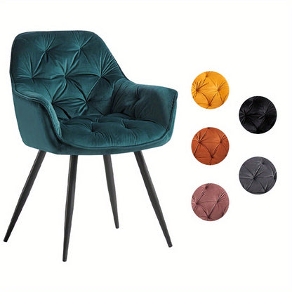 JYMTOM Velvet Dining Chairs with Padded Seat and Backrest Sturdy Metal Legs and Armrests Comfortable Accent Chair for Dining Room Living Room or Lounge, Home Decor Furniture, Lounge Seating, Velvet Upholstery, Elegant Design,