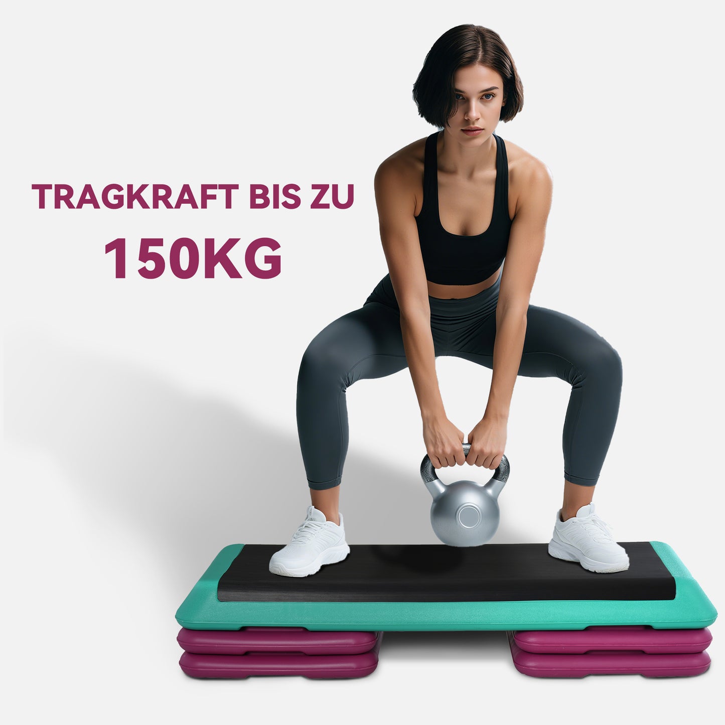 Verstelbare Fitness Stepper – Fitnessbankje – Stepbank – Trainingsstep – Workout Platform – Zwart – 3 Hoogtes 10/15/20 cm – Antislip & Lichtgewicht