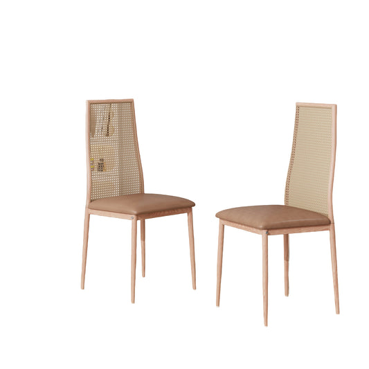 Rattan Eetkamerstoelen – Rotan Stoelen – Tuinstoelen – Keukenstoelen – Bistrostoelen – Mid-Century Modern Design – Weerbestendig Metalen Frame – Compacte Afmetingen 97,5x43x44 cm