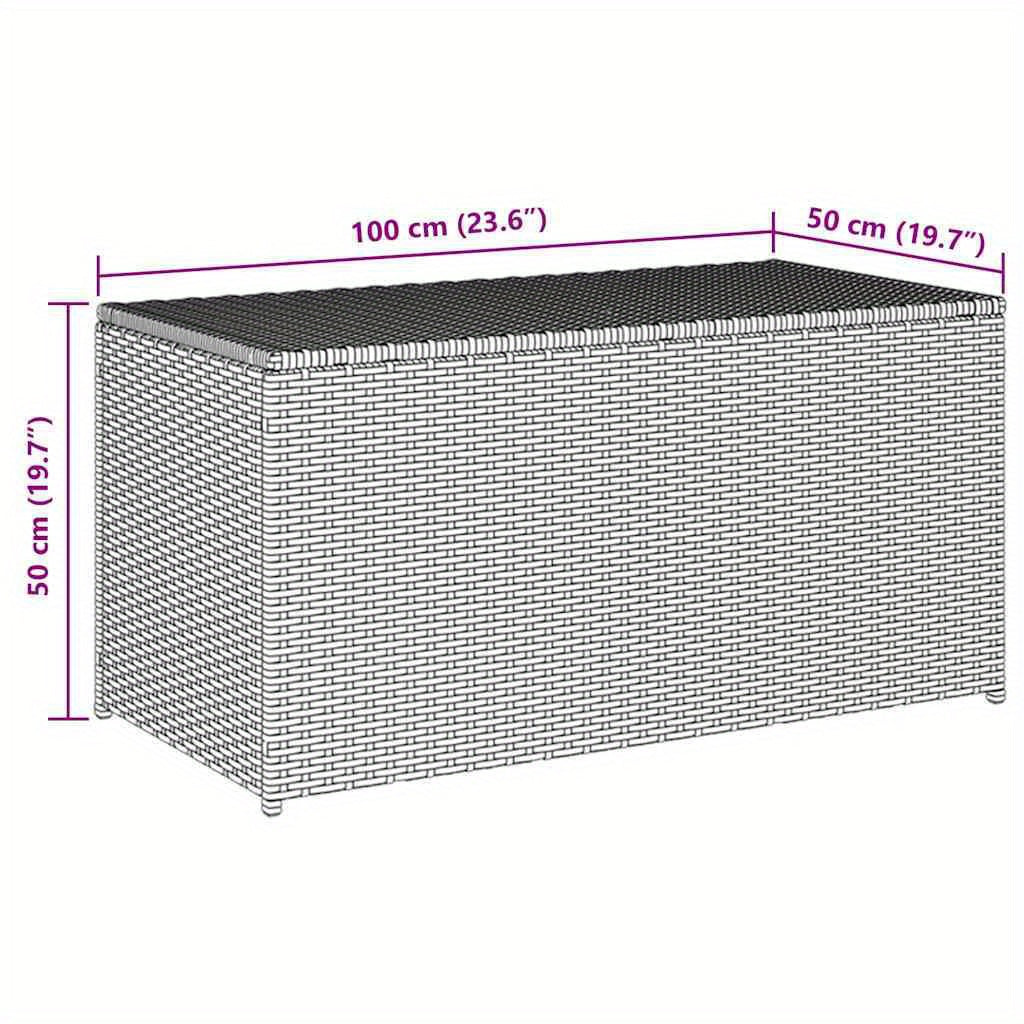 Opbergbox – Opbergdoos – Opbergkast – Opbergcontainer – Buitenopslag – Grijs Poly Rattan – 100x50x50 cm – Weerbestendig Met Gasveren