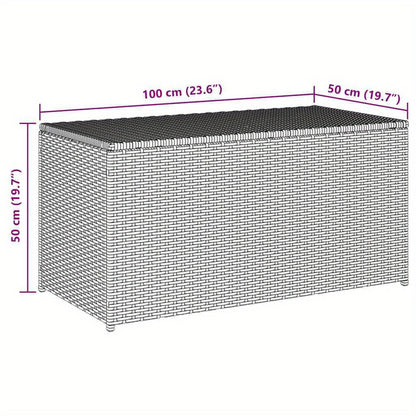 Opbergbox – Opbergdoos – Opbergkast – Opbergcontainer – Buitenopslag – Grijs Poly Rattan – 100x50x50 cm – Weerbestendig Met Gasveren