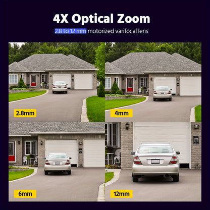 ANNKE 4pcs Ultra HD 4K 8MP PoE Camera With Mic, 4X Optical Zoom Camera With 2.8mm-12mm Lens, Smart Dual Light, Color Night Vision, Human&Vehicle Detection, Surveillance Security Turret Camera