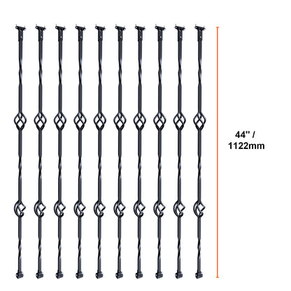 Stalen Balusters – Trapspijlen – Leuningpalen – Balustrade Spijlen – Trapleuningen – Gegalvaniseerd Staal – Set van 10 – Dubbel Mandje Design – Eenvoudig Af te Korten
