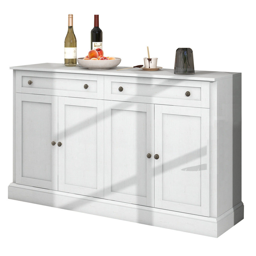 Buffetkast – Dressoir – Sideboard – Opbergkast – Kast – Antiek Wit – Spaanplaat – 150 x 40 x 86 cm – 4 Deuren en 2 Lades