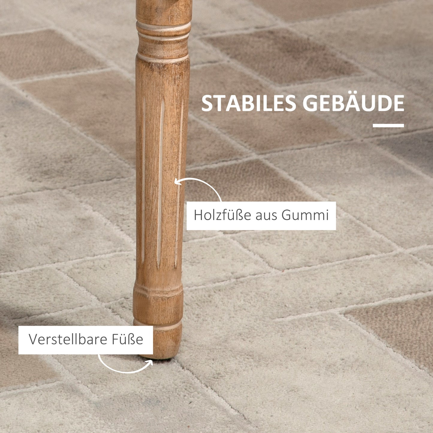Eetkamerstoel – Keukenstoel – Stoel – Landelijke Stoel – Frans Landhuisstijl – Rubberen Houten Frame – Crèmewit – 59 x 63,5 x 96 cm – Verstelbare Stoelvoeten – Draagvermogen 150 kg