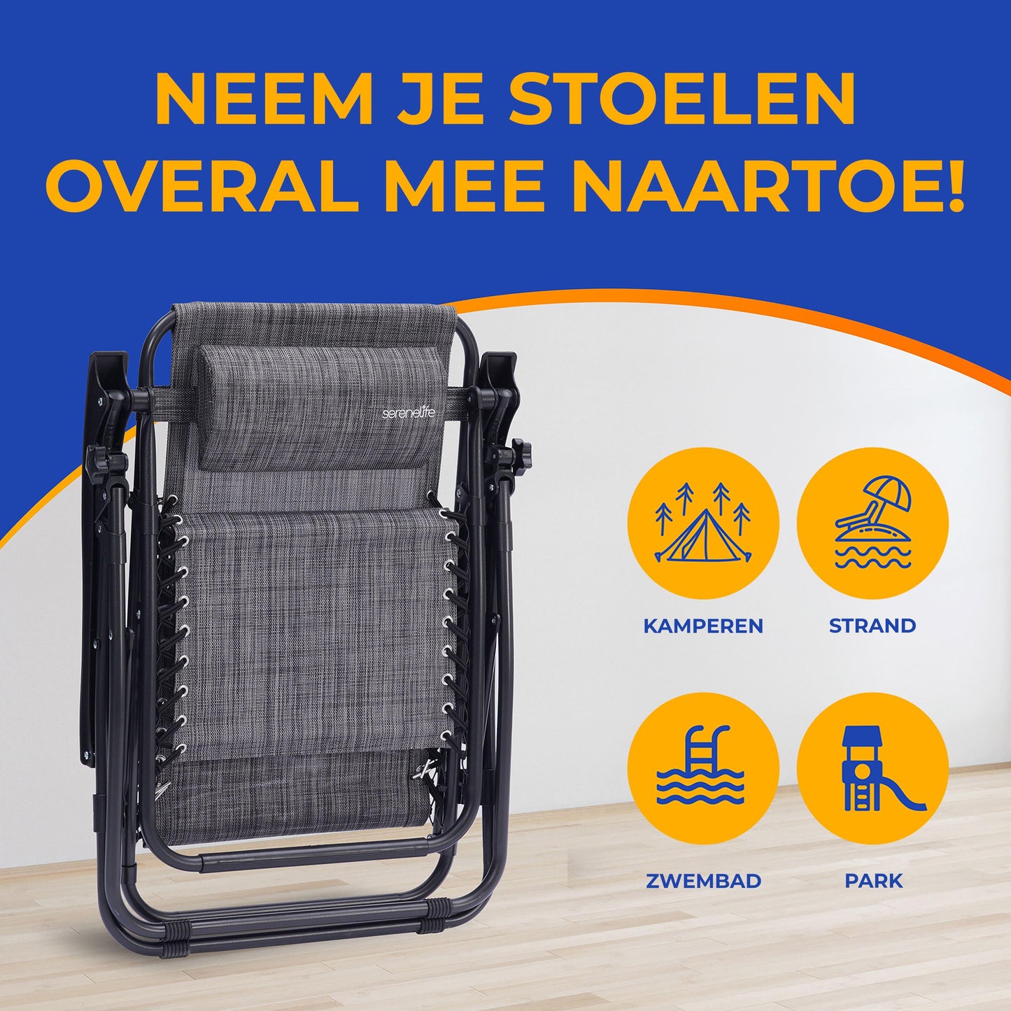 Loungestoel – Fauteuil – Relaxstoel – Tuinstoel – Verstelbare Stoel – Set van 2 – Weerbestendig Staal – Inclusief Bijzettafel met Bekerhouders