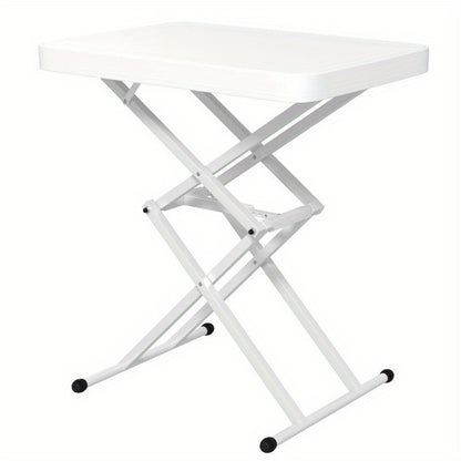 Tuintafel – Bijzettafel – Balkontafel – Buiten tafel – Campingtafel – Verstelbaar en Inklapbaar – Lichtgewicht en Duurzaam kunststof – 65x45x70 cm – Wit