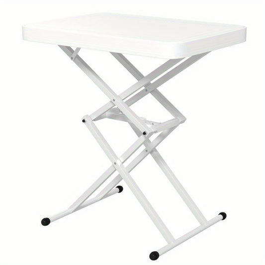 Tuintafel – Bijzettafel – Balkontafel – Buiten tafel – Campingtafel – Verstelbaar en Inklapbaar – Lichtgewicht en Duurzaam kunststof – 65x45x70 cm – Wit