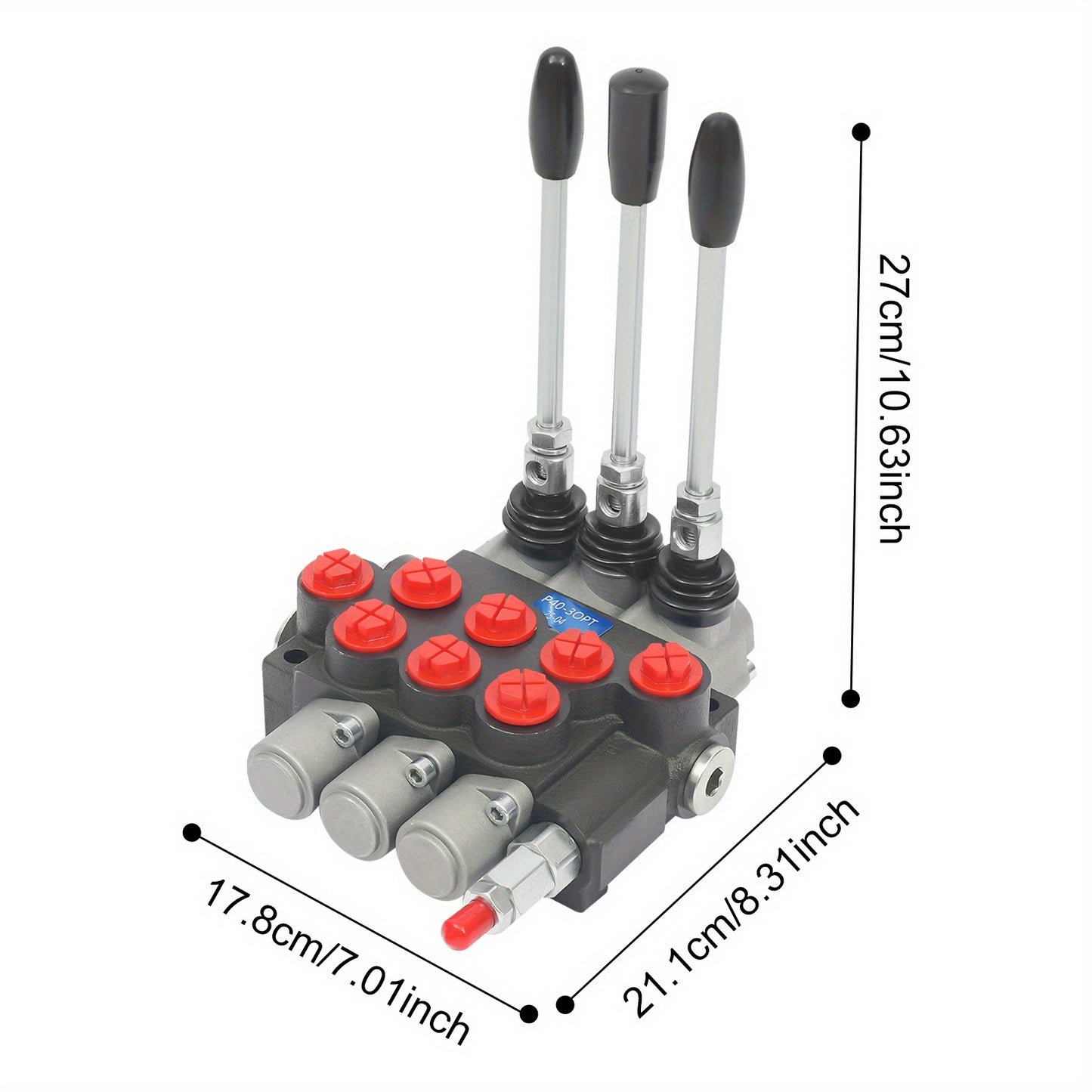 3P40 Multi way Directional Valve, Cast iron, Silvery+Black+Red, Pneumatic Control, Industrial Automation, Robust Construction, Durable Valve, Precision Engineering, Highquality Metal, Control Valve, Multidirectional Valve, Hy