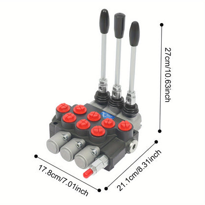 3P40 Multi way Directional Valve, Cast iron, Silvery+Black+Red, Pneumatic Control, Industrial Automation, Robust Construction, Durable Valve, Precision Engineering, Highquality Metal, Control Valve, Multidirectional Valve, Hy