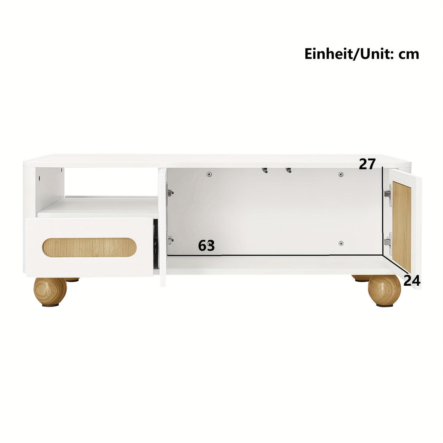 Modern Coffee Table with Storage - Large Living Room Center Table, Metal Construction, Rounded Safety Corners & Spherical Legs, Easy Assembly Required - Ideal for Apartments, Offices, or Homes, Coffee Table for Living Room, A