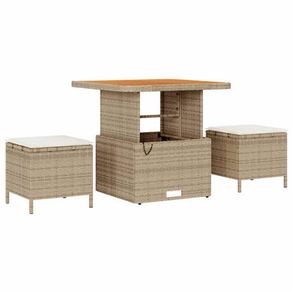 Tuinbank – Tuinmeubel – Garden Sofa – Buitenbank – Terrasbank – Beige en Crèmewit – Poly Rattan en Massief Acaciahout – Weerbestendig en Comfortabel