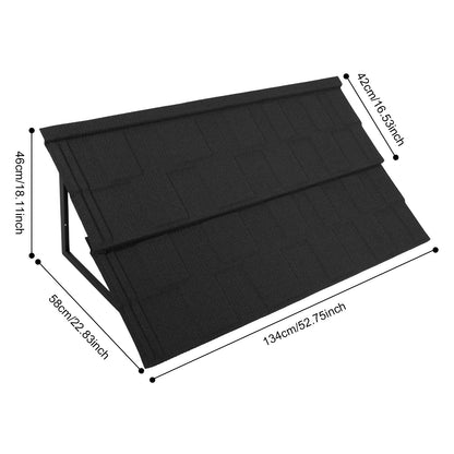 2pcs Metal Tile Shaped Awnings | Black, Window Awnings by NaMaSyo, Size 134*42CM