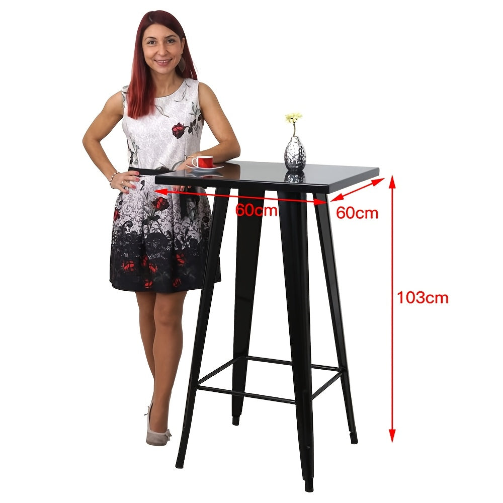 Bartafel – Bar Tafel – Statafel – Keukentafel – Bistrotafel – Industrieel Design – Metaal Met Stevig Ijzeren Frame – Compact 60x60x110 cm – Geschikt Voor 2-4 Personen