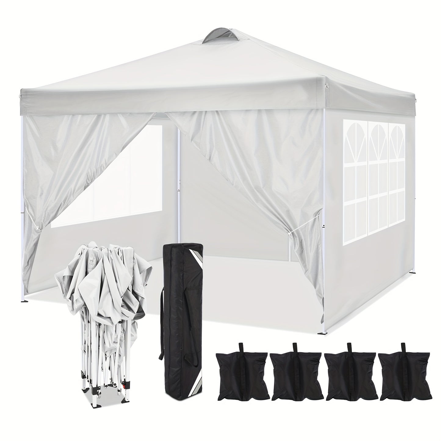 Pop-up Partytent – Vouwtent – Carport – Marktkraam – Partytent Met Zijwanden – 3x3 Meter – Carbon Stalen Frame – PU-Gecoate Oxford Stof
