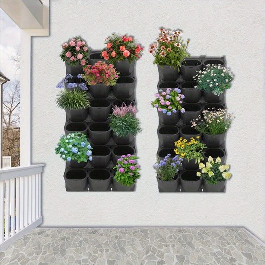 Wandplantbak – Wandhanger – Plantenhouder – Verticale Tuin – Bloempothouder – Zwart – 36 Potten Met Drainage – Duurzaam Kunststof