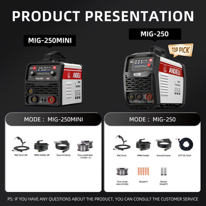 MIG-250 Lasmachine – Mig Lasser – Lasapparaat – Lasinverter – Metaallasser – 220V Netstroom – Europese Stekker – Compact & Draagbaar