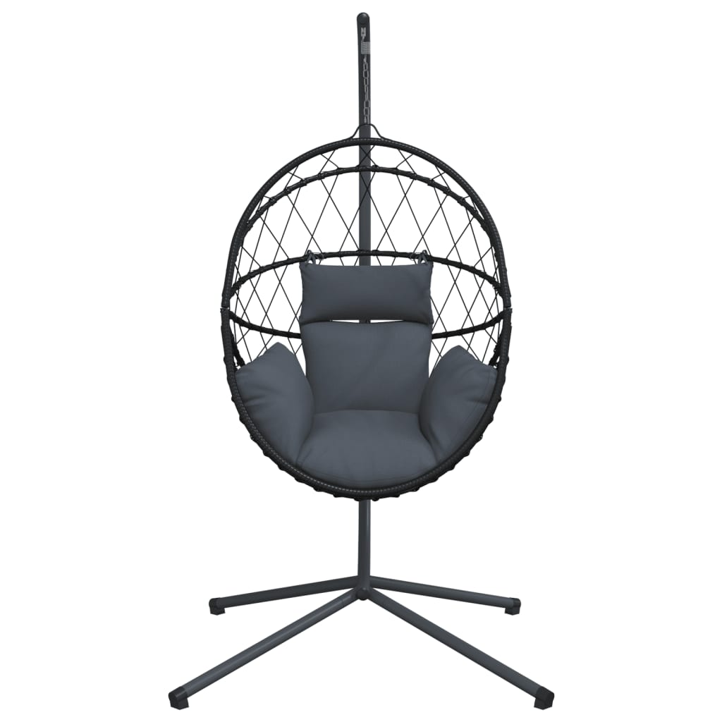 Hangstoel – Schommelstoel – Rattan Stoel – Tuinstoel – Relaxstoel – Antraciet – Stalen Frame – Afneembaar Kussen