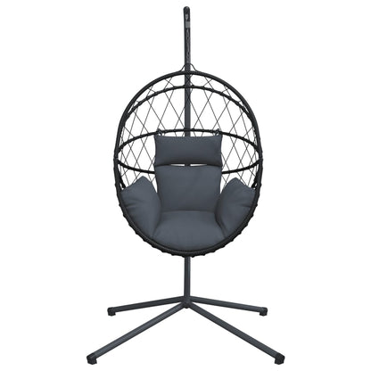 Hangstoel – Schommelstoel – Rattan Stoel – Tuinstoel – Relaxstoel – Antraciet – Stalen Frame – Afneembaar Kussen