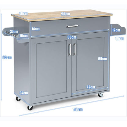 Keukeneiland op Wielen – Keuken Karretje – Opbergtrolley – Keukenwagen – Werktafel – Verstelbare Plank – Groot Opslagvak – Kruidenrek en Handdoekhouder