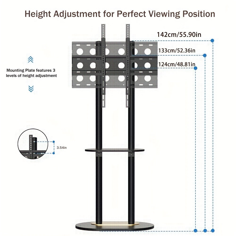 TV-standaard – Tv-meubel – Entertainment Center – Tv-houder – Tv-kast – Verstelbare Hoogte – Stevig Metalen Frame Met Marmeren Basis
