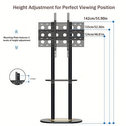TV-standaard – Tv-meubel – Entertainment Center – Tv-houder – Tv-kast – Verstelbare Hoogte – Stevig Metalen Frame Met Marmeren Basis