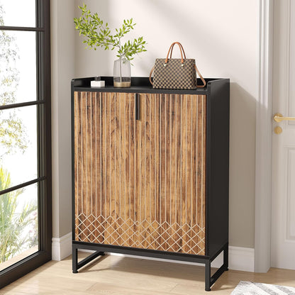 Schoenenkast – Schoenenrek – Schoenopberger – Schoenenkastje – Schoenmeubel – Smal Design – Hout Met Metaal – 25 Paar – Moderne Witte Kast Met Gouden Details