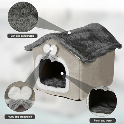 Kattenmand – Kattenhol – Poezenmand – Dierenmand – Huisdierbed – Soft Pluche – Machinewasbaar – Groot 36x46x40 cm – Knusse Schuilplek