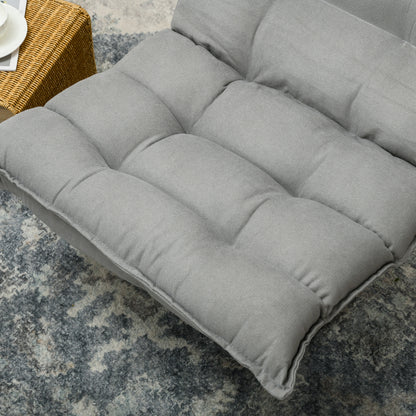 Vloerstolstoel – Grondstoel – Loungestoel – Relaxstoel – Gamingstoel – Lichtgrijs – Verstelbare Rugleuning Tot 120° – 360° Draaibaar Met Stalen Frame