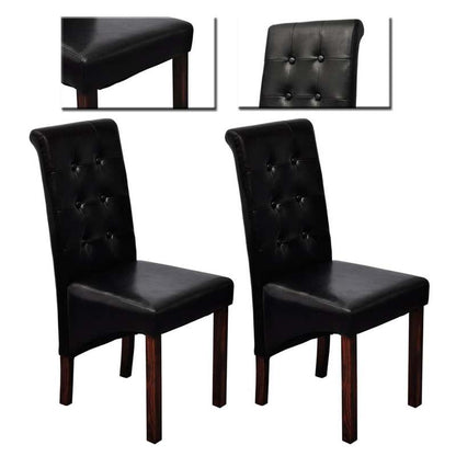 Modern Dining Chair, Lounge Chair, Dining Table Chair, Stylish Design Chair, Soft Fabric, Sturdy Frame, Comfortable Seat, Suitable for Dining Room, Living Room, Bedroom, Office – Set of 2, Black Faux Leather