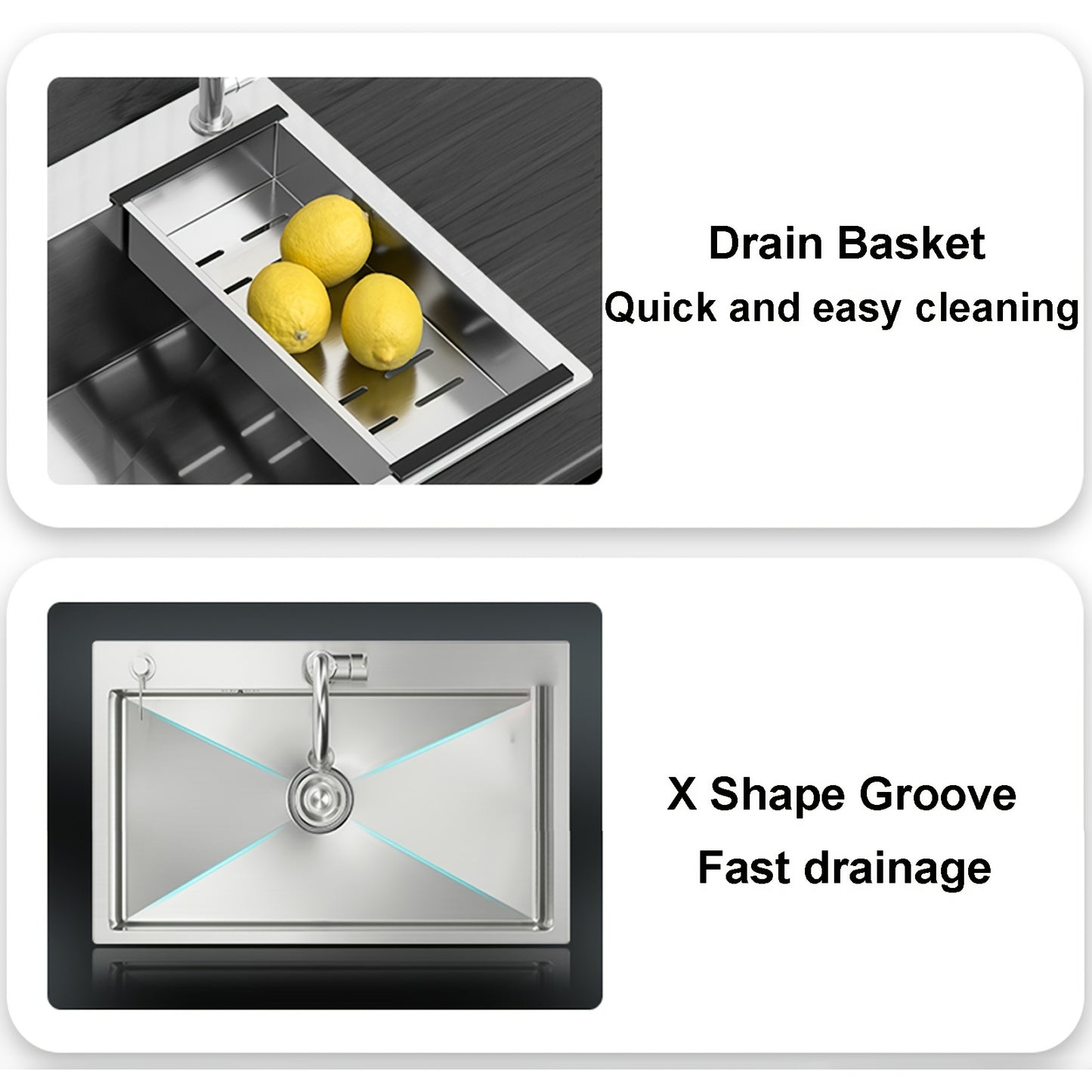 Spoelbak – Keukenspoelbak – Enkele Bak – RVS Spoelbak – Onderbouw Spoelbak – 80x50 cm – Extra Diep 22 cm – Inclusief Afvoerset en Zeepdispenser