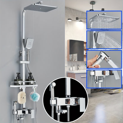 Regendouche – Douchekolom – Douche Set – Douchekop – Douchekraan – Chroom – 29x19 cm Regendouchekop – 304 Roestvrij Staal & Messing