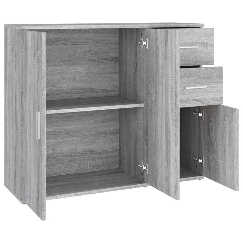 Dressoir – Opbergkast – Ladekast – Buffetkast – Wandkast – Bewerkte Houtlook – 91x29,5x75 cm – Grijs Sonoma Eiken