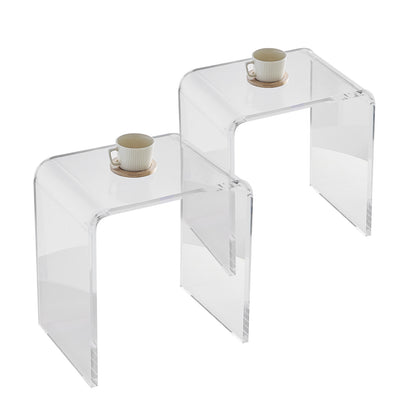 Bijzettafel – Sidetable – Nachtkastje – Bijzettafeltje – Salontafel – Transparant Acryl – C-vormig Design – 41,5x30,5x46 cm – Draagvermogen 25 kg