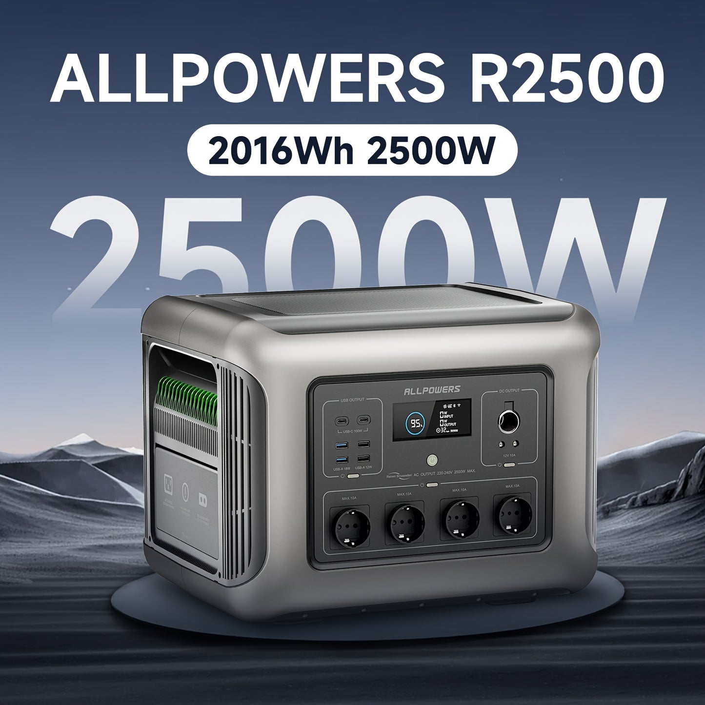 Powerstation – Energiecentrale – Draagbare Generator – Mobiele Accu – Zonne-Generator – 2016 Wh LiFePO4 Batterij – 2500 W AC Vermogen – Snelladen in 1 Uur