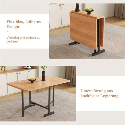 Uitklaptafel – Klaptafel – Vouwtafel – Eettafel – Inklapbare Tafel – Natuurlijke Houtkleur – Uittrekbaar 120x80 cm – Stevig Metalen Onderstel