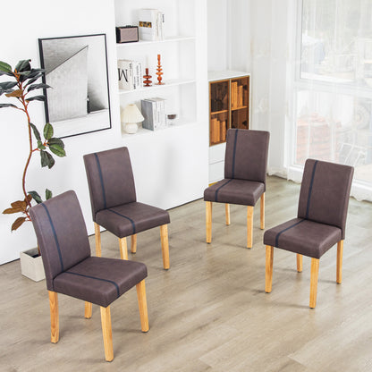 Eetkamerstoelen – Stoelen – Kuipstoelen – Zitmeubels – Zithoeken – Massief Houten Poten – Comfortabel Schuim Zittingen – Hoogte Rugleuning – Donkerbruin