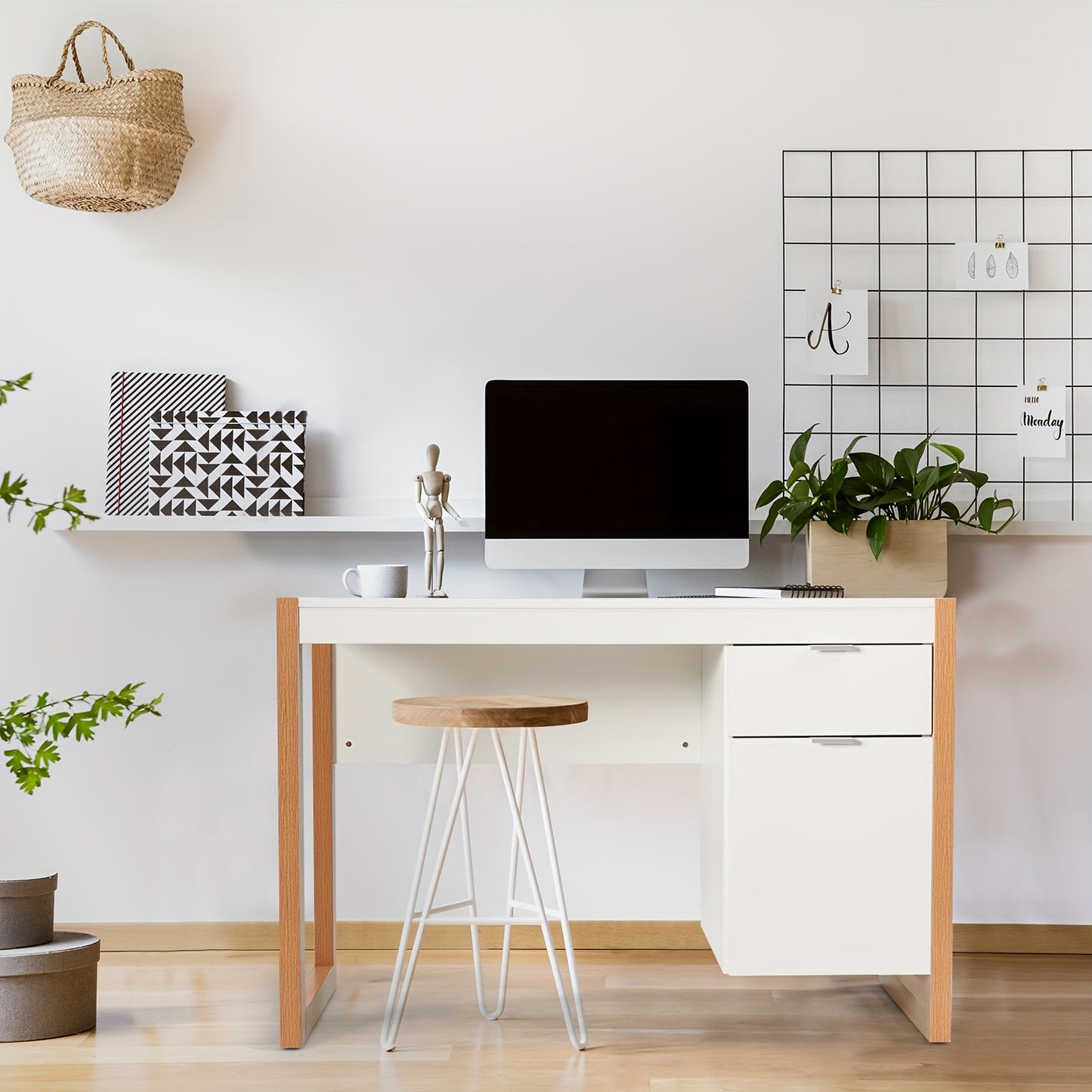 Computertafel – Bureautafel – Computerbureau – Werkbureau – Schrijftafel – Modern Wit – Met Opbergruimte – Stevig MDF Hout – Ruim Tafelblad