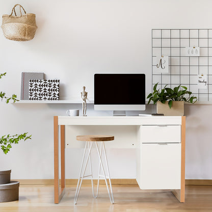 Computertafel – Bureautafel – Computerbureau – Werkbureau – Schrijftafel – Modern Wit – Met Opbergruimte – Stevig MDF Hout – Ruim Tafelblad