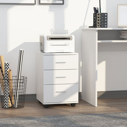 HOMCOM Office Storage Cabinet 3-Drawer Lockable Mobile File Cabinet 40 X 40 X 61.5 Cm White