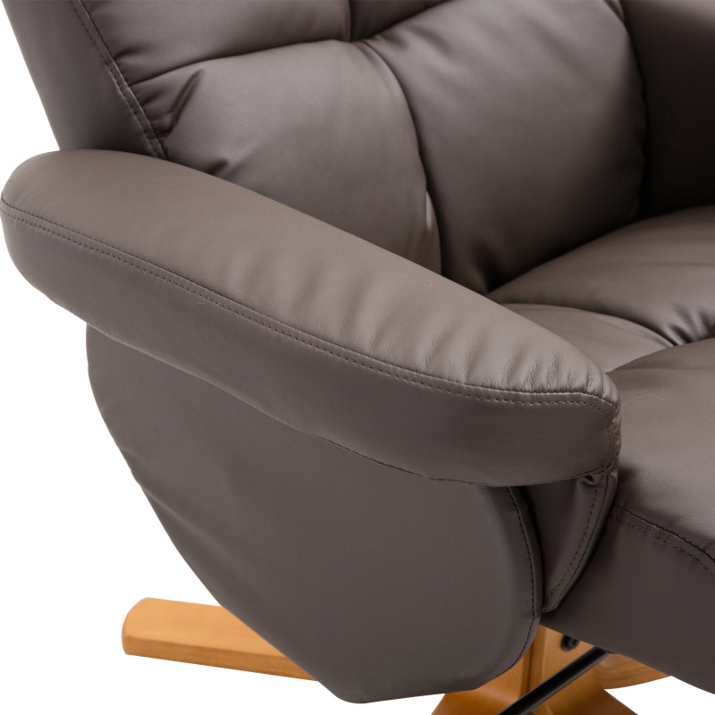 Relaxfauteuil – Relaxstoel – Draaifauteuil – Ligstoel – Fauteuil Met Voetenbank – Bruin – 360° Draaibaar – Verstelbare Rugleuning Tot 145°