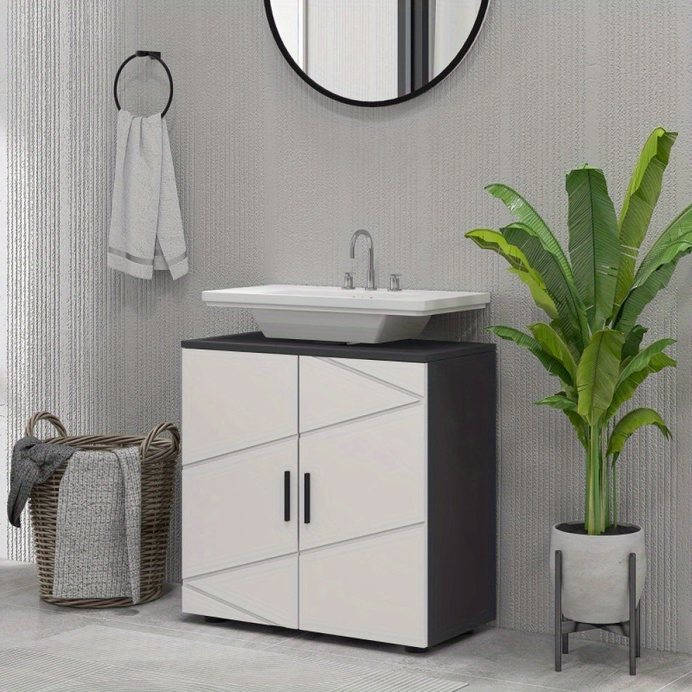 Badkamer opbergkast – Badkamerkast – Wastafelkast – Opbergmeubel – Opberger – Verstelbare legplanken – Anti-kantelbeveiliging – Grijs – 60x30x60 cm