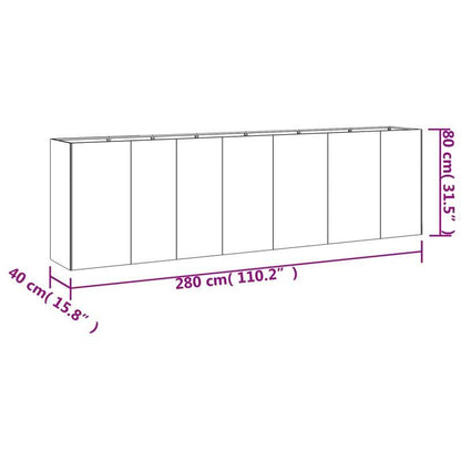 Plantenbak – Bloembak – Tuinbak – Moestuinbak – Kweekbak – Cortenstaal – Verhoogde plantenbak 280x40x80 cm – Weerbestendig en Duurzaam